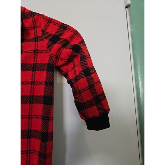 Carter's Baby 9 Months Cute Bear Footie Cozy Fleece Buffalo Plaid 1-Piece Red 9M - Picture 4 of 9